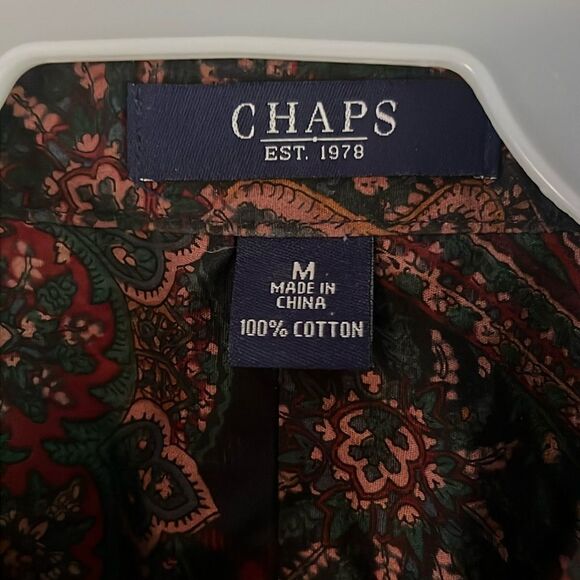 Chaps vintage paisley blouse button up down shirt top - Picture 7 of 10